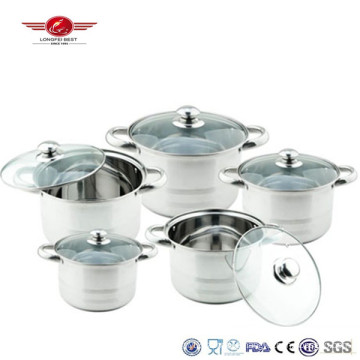 Polished Finished Steel Cookware Set with Glass Lid